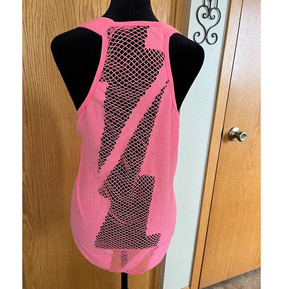 Fox Racing pink tank top with crochet lace on back, women's size XL - Picture 1 of 9